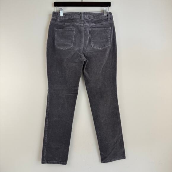 Talbots Pants Women's 10 Gray Corduroy Simply Flattering 5-Pocket Straight Leg - Picture 2 of 9